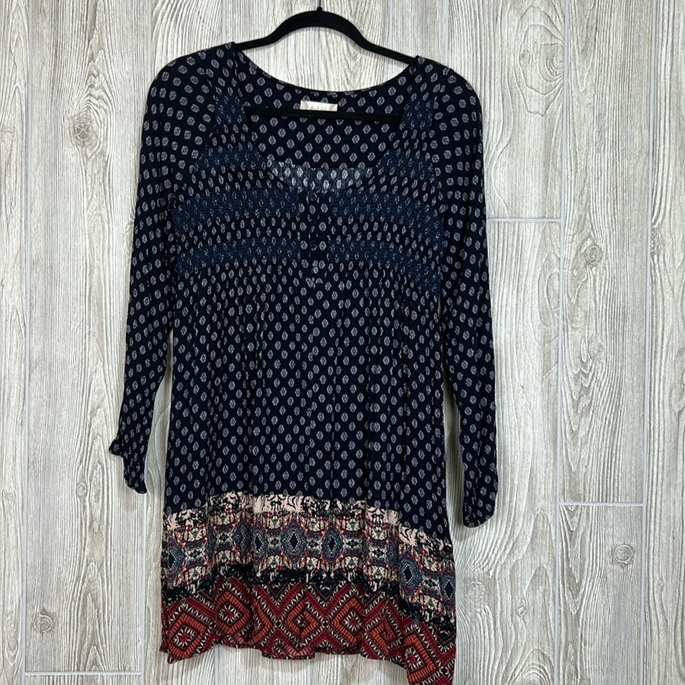 Altard’d State Boho Peasant Long Sleeve Tunic Dress Size Small